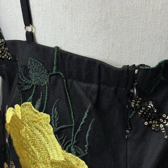 Lulus Mini Dress Womens L Black Rue Floral Embroidered Sequin Sleeveless Bodycon - Picture 8 of 10